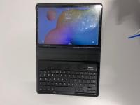 blue tablet with keyboard